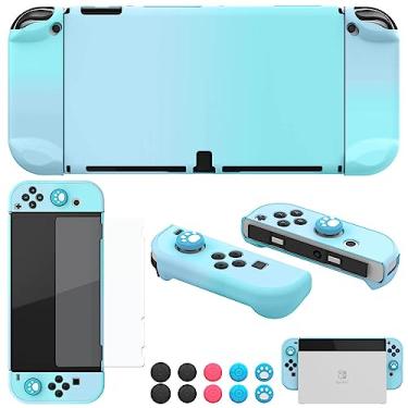 Imagem de COMCOOL Dockable Case for Nintendo Switch Oled - [9 FT Military Grade Drop Protection] [with Tempered Glass Screen Protector and Thumb Grips] Protective Cover for Nintendo Switch Oled - Cyan Blue