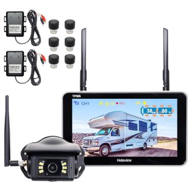 Imagem de Haloview Byte Tango BT7 TPMS com 6 sensores 1080p sistema de câmera reserva sem fio com sistema de monitoramento de pressão de pneu Rv integrado para trailer, caminhão, trailer, campista TPMS-6S