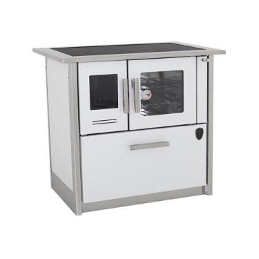 Imagem de Fogão a lenha eclipse direito branco chapa vitroceramica n2 - Fornos P