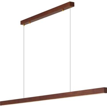 Imagem de Luz Pendente Linear De Madeira Luz De Sala De Jantar Luzes De Ilha Modernas Led Reguláveis Luz De Teto Pendurada Para Sala De Jantar Cozinha Ilha Sala De Estar Bar, Walnut, 120cm