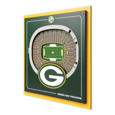 Imagem de YouTheFan Arte de parede 3D oficialmente licenciada NFL Green Bay Packers Stadium Series - réplica de estádio de equipe multicamadas, presente detalhado de alta qualidade para fãs de esportes