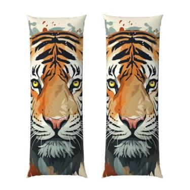 Imagem de Capa de travesseiro corporal com zíper oculto, fronha longa de microfibra macia e respirável para travesseiro corporal, capa de travesseiro de rosto de tigre do ano do tigre para dormir, presente de