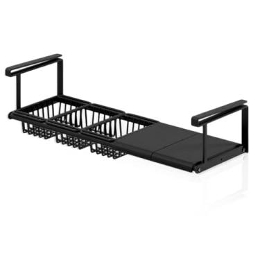 Imagem de Cesta expansível para pendurar embaixo da prateleira, organizador de armazenamento, organizador de armário, cesta extensível para cozinha, quarto, armário (preto, 2 prateleiras + 3 cestas)