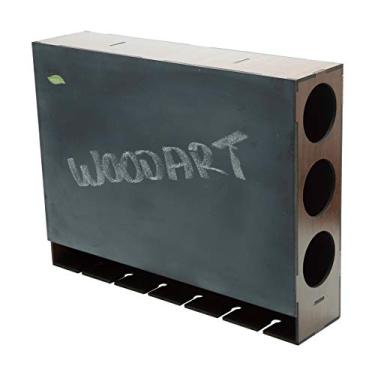 Imagem de ADEGA DE MADEIRA P/6 GARRAFAS DE VINHO C/LOUSA 61X14,5X47cm