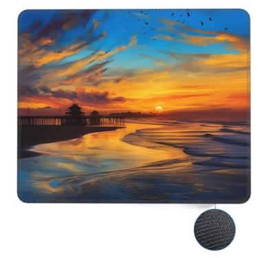 Imagem de Tapete de rato com base de borracha antiderrapante tapete de rato azul anoitecer dourado pôr do sol tapete de rato lavável para computadores, escritório, escrivaninha, tapete protetor de mesa para