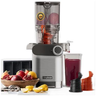 Imagem de Espremedor de Sucos Lento, Anybear 200W, para Frutas e Legumes Inteiros , Juicer Lento com 2 Rolos ,Materiais Tritan , Livre de BPA .