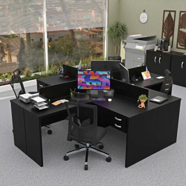 Imagem de Ilha De Mesas 30Mm Pe Painel 15Mm 1400X600 Em L C/ Gav