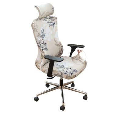 Imagem de EVOLLER Conjunto de capas ergonômicas para cadeira de escritório com capa de encosto de cabeça floral, 2 peças elásticas, para cadeira de escritório, computador e encosto de cabeça, laváveis