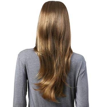 Imagem de OneDor Peruca feminina de cabelo cacheado de 58,4 cm com meia peruca de fibra Kanekalon sintética japonesa premium com touca de malha presa (levemente cacheado, 1416T)