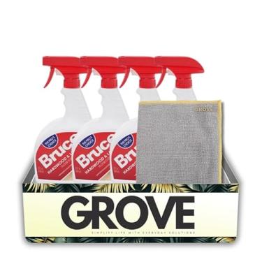 Imagem de 4 x Líquido de Limpeza de Piso Laminado e Madeira Fresca Bruce Fresh Pacote com Pano de Limpeza de Microfibra – Levanta o Solo do Acabamento de uretano sem deixar um filme – Conjunto de presente (5