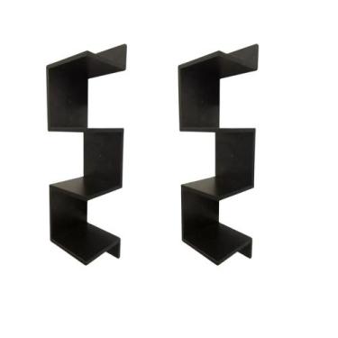 Imagem de Kit 2 Prateleira Parede De Canto Nicho Suspenso Preto Salas e Quartos 
