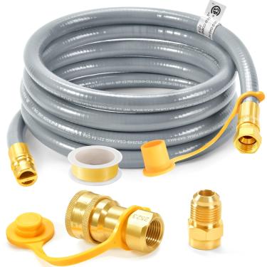 Imagem de GasSaf Mangueira de churrasqueira a gás natural de 3,5 m ID com encaixe de conexão rápida, kit de conversão de gás natural adequado para churrasqueira a gás, gerador, aquecedor de pátio e mais (com