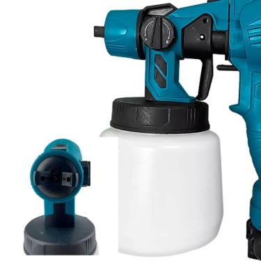 Imagem de Pistola de Pintura e Pulverizadora Portátil 21V, 1000ml, Bateria de Lítio, 2 Baterias, 3 Bicos