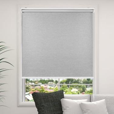 Imagem de RED GRAPES Persianas de rolo para janelas internas, 100% blackout, tecido de proteção UV, isolamento térmico, persiana de janela com fio para abrir para casa, quarto, fácil de instalar, 2 peças (86 cm