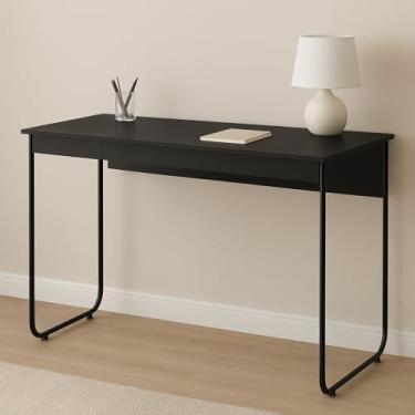 Imagem de Escrivaninha Mesa de Estudo Home Office Estilo Industrial Criare Quarto Escritório Notebook (Preto com Preto)