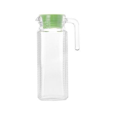Imagem de Jarra De Vidro Texturizada Diamante Com Tampa Colorida 1,2 L Verde