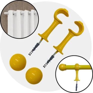 Imagem de Suporte Varão 28mm Cortina Simples Par Com Ponteira Cores - JC ART MIN