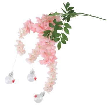 Imagem de Wisteria Flower Bird alimentador de vazamento realista à prova de plástico Flores de seda florestador de beija -flor para o quarto da varanda da varanda do jardim do deck (Rosa)