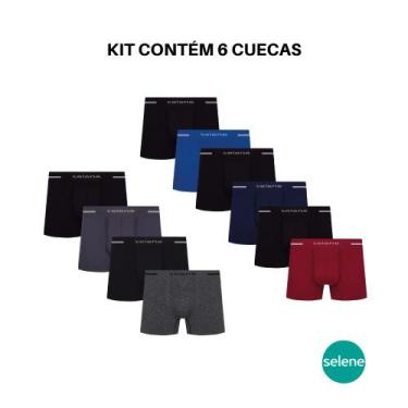 Imagem de Kit Com 6 Cuecas Boxer Selene Box Microfibra Masculina, Sortido, EG