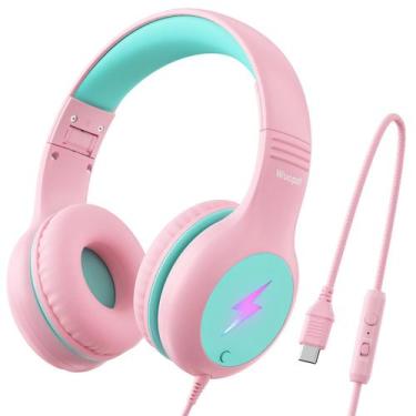 Imagem de Fones de ouvido Wuopzf Kids USB C com fio e luzes LED 85dB