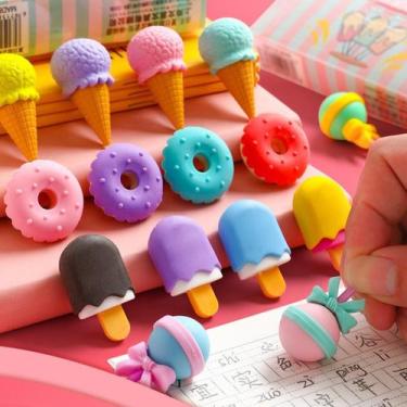 Imagem de Kit 8 Mini Borracha Coloridas Fofas Kawaii Escolar Sortidas - Kit Borr