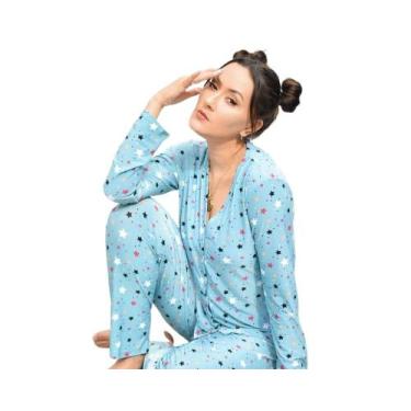 Imagem de Pijama Adulto Feminino Longo Aberto Inverno Liganete Blogueira - Nanna