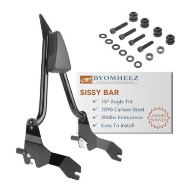 Imagem de Bvomheez Fat Bob Sissy Bar para Harley Davidson FXFB FXFBS 2018-2023 Softail, encosto de passageiro destacável de 66 cm para motocicleta, almofada traseira ajustável de liberação rápida alta preta