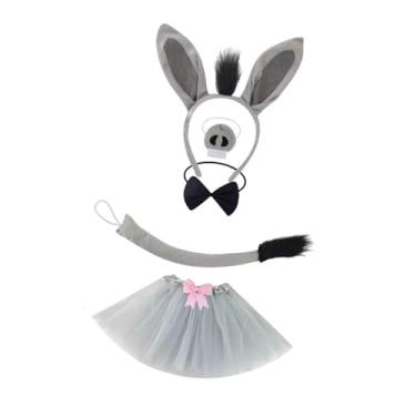 Imagem de Baoblaze Conjunto de acessórios para fantasia de burro Conjunto de fantasia de animal para apresentações em palco e feriados, com Saia de Tule