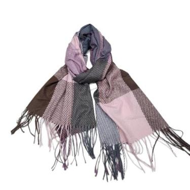 Imagem de Cachecol Lenço Echarpe Xadrez Quadriculado Feminina Inverno - D Presen