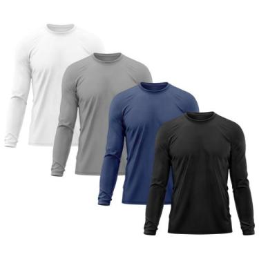 Imagem de Kit 4 Camisetas Masculina Térmica Proteção Solar UV  50/ Academia Tshi