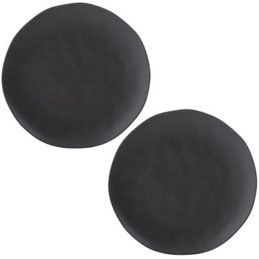 Imagem de Jogo 2 Pratos Rasos Cerâmica 26,5cm Orgânico Preto Matte Porto Brasil Mesa Posta Jantar Almoço