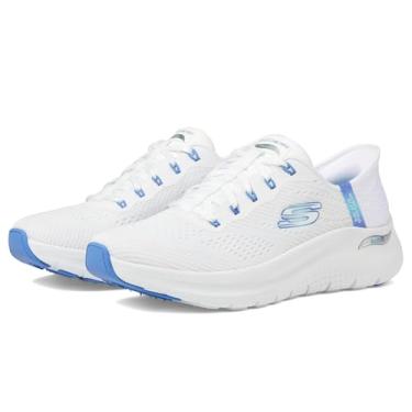 Imagem de Skechers Tênis feminino Arch Fit 2.0 Easy Chic Hands Free Slip-ins, Wbl=branco/azul, 43