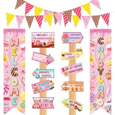 Imagem de Cute Candyland Party Banner Sweet Candy Theme Banner Decorations Sign (Pink Candyland B)