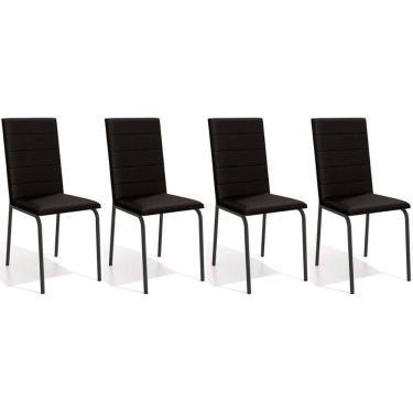 Imagem de Kit 4 Cadeiras de Cozinha Amsterdã C091PRF Aço 4 Un Preto Fosco/Corano Preto 110 - Kappesberg
