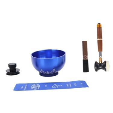 Imagem de Dynwave Conjunto de tigelas tibetanas para canto, ornamento para meditação, tigela com bastões para meditação de mesa, A5
