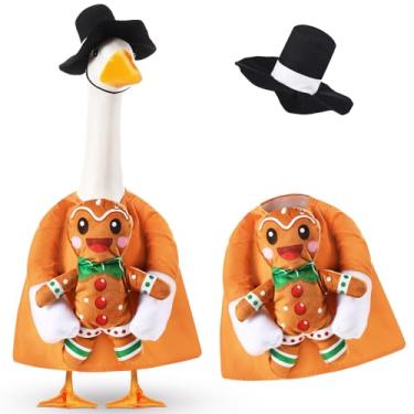 Imagem de Sanwuta 1 conjunto de almofada de Natal para varanda de ganso com chapéu para gramado de cimento de 58 cm, roupas de gansos, fantasia para Natal, inverno, jardim, pátio, quintal, decoração ao ar livre