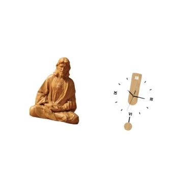 Imagem de Bothyi Relógio de Parede com Estátua Do Sagrado Coração de Jesus, Ornamento de Acrílico, Grandes Algarismos Romanos, Decoração Silenciosa para Casa, Sala de