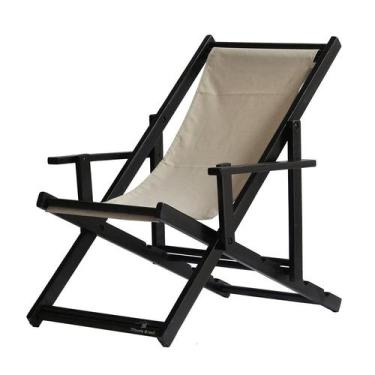 Imagem de Espreguiçadeira Preguiçosa Dobrável Madeira Maciça Envernizada Cor Pre