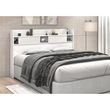 Imagem de Cabeceira Para Cama Queen Em MDF Puro Com Prateleira E Porta Deslizante Sambare Decora