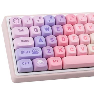 Imagem de Teclas PBT 136 Teclas MOA, Gradiente Cat Keycap Dye-Sublimation Bonito Conjunto de Teclas Personalizadas para Cherry Gateron MX Swithes Teclados Mecânicos Gaming