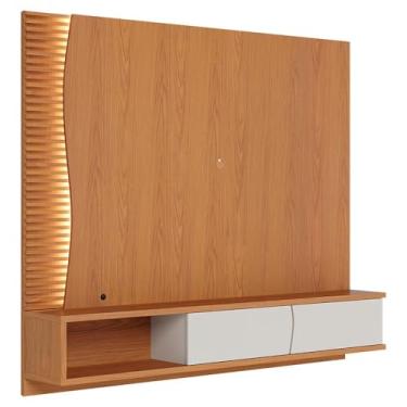 Imagem de Painel para TV Até 65 Polegadas Egeu 2 Portas Ripado com Led Freijó/Off White Matte - Colibri