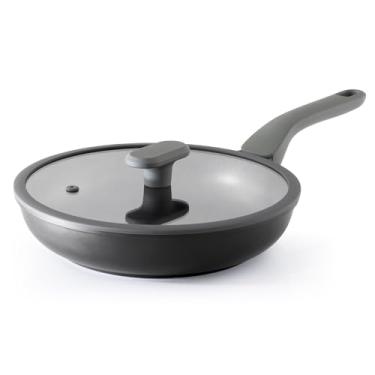 Imagem de PRICUSIS Frigideira de cerâmica antiaderente com tampa, frigideira de 20 cm com alça Stay Cool, totalmente revestida, compatível com indução e segura para forno, 100% segura para lava-louças, livre de