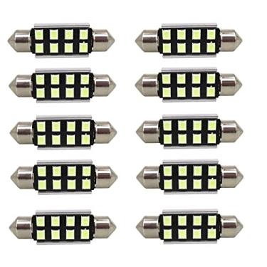 Imagem de WLJH DE3175 LED 31 mm DE3021 DE3022 Festoon 400LM 8-Chip Canbus Sem Erros Luzes de Carro Lâmpada Interior Luz de Mapa de Cúpula, Sem Polaridade Azul Gelo (pacote com 10)