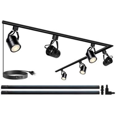 Imagem de Bravsekai Kit De Cabeças De Iluminação De Trilho Led, Cabeças De Luzes De Trilho Par20 Reguláveis Com Trilhos De Trilho Tipo H De 6,56 Pés (3,28 * 2) 20 W 4000 K Luminárias De Holofote De Teto Branc