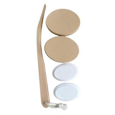 Imagem de predolo Aplicador de loção para as costas, 1 cabo, 4 almofadas, escova corporal, esfoliante de banho portátil e resistente, ferramenta reutilizável para, Cor Da Pele Dois Tamanhos