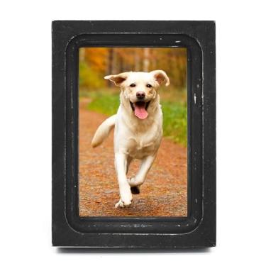 Imagem de CVHOMEDECO. Porta-retrato 10 x 15 feito de madeira maciça, vidro de alta definição, design rústico, vintage, moldura pequena para exibição de mesa e montagem na parede, preto envelhecido