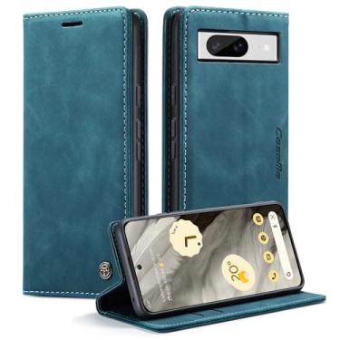 Imagem de Phernykas Capa carteira flip para Google Pixel 8, capa fólio magnética de couro com suporte para cartão, suporte durável - capa protetora de telefone TPU à prova de choque - verde