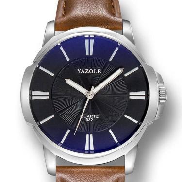 Imagem de Relógio Masculino Marrom Fundo Azulado Yazole + Caixa