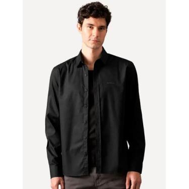 Imagem de Camisa Calvin Klein Jeans Masculina Regular Plain Grey Logo Preta, M/M