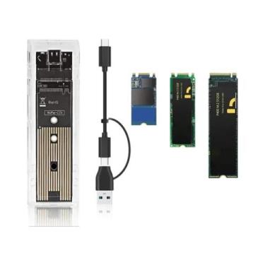 Imagem de Case Externo Transparente Para SSD M2 NVME PCIe NGFF SATA Com Protocol